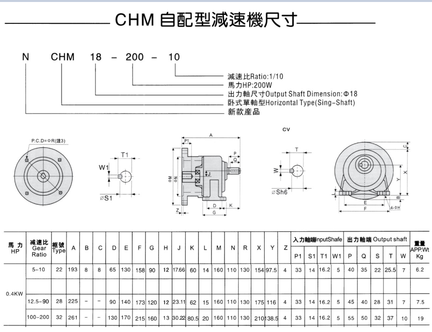 400W自配型减速机卧式