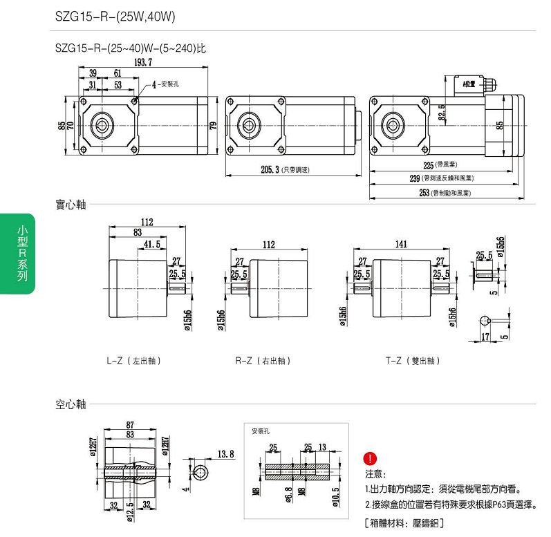 SZG15R-20-40W减速电机